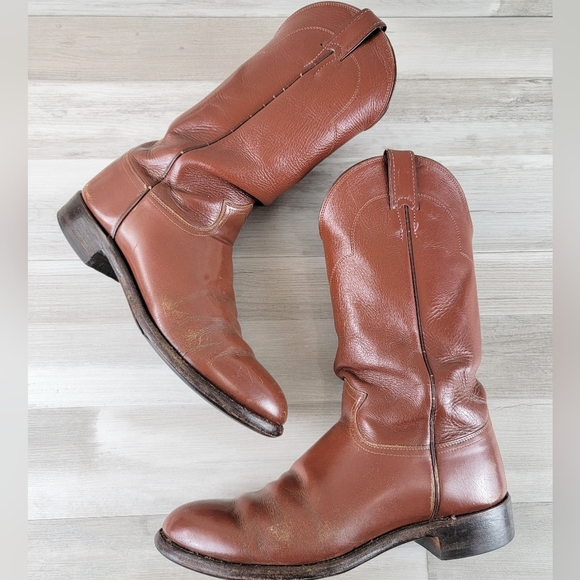 Vintage Justin Western Leather Cowboy Boots Size 10.5D USA Made - Picture 5 of 16